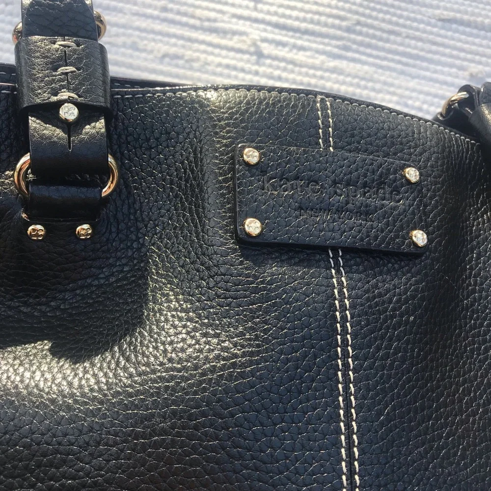 Kate Spade Pebble Leather Satchel Large Black Shoulder Work Bag